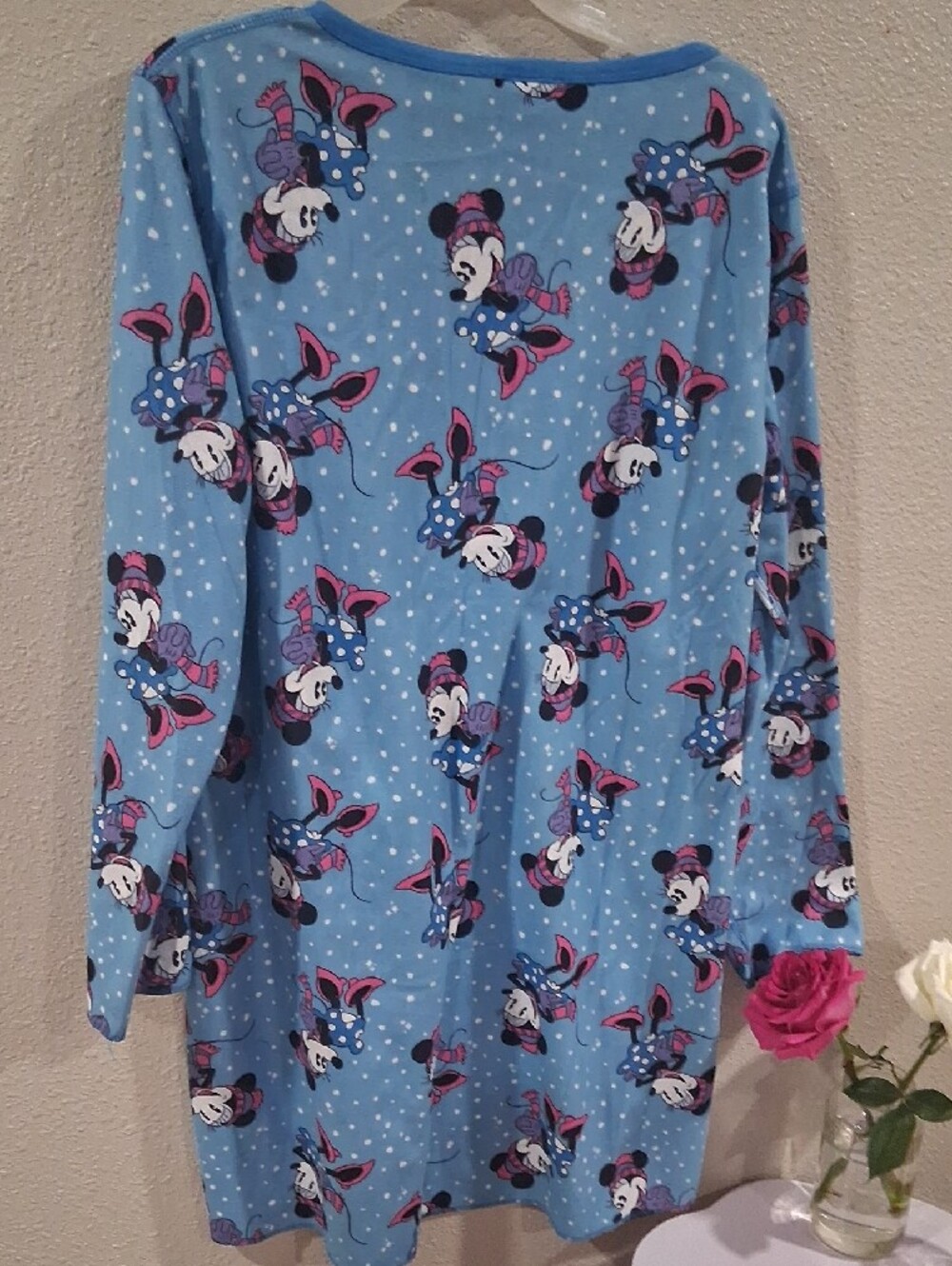 Disney Light Blue Minnie Mouse Polka Nightshirt with Pink Accents - Picture 5 of 5